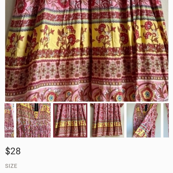 Floral Cottage Core bohemian peasant Midi Dress 4/6 - Picture 3 of 3